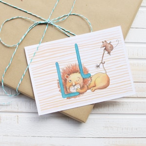 ABC Karte Löwe - Buchstabe L Name - Geschenk zum Geburstag für Kinder, zur Einschulung, Schulanfang, Namenstag oder zur Geburt