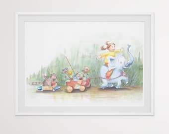 Children's picture "Elephant Parade" for the wall in the children's room
