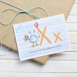 ABC Karte Tier mit X - lustiges Geschenk zur Einschulung, Schulanfang für Junge und Mädchen, zum Geburtstag für Kinder