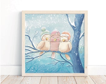 Children's picture "The Three Sparrows" for the children's room square