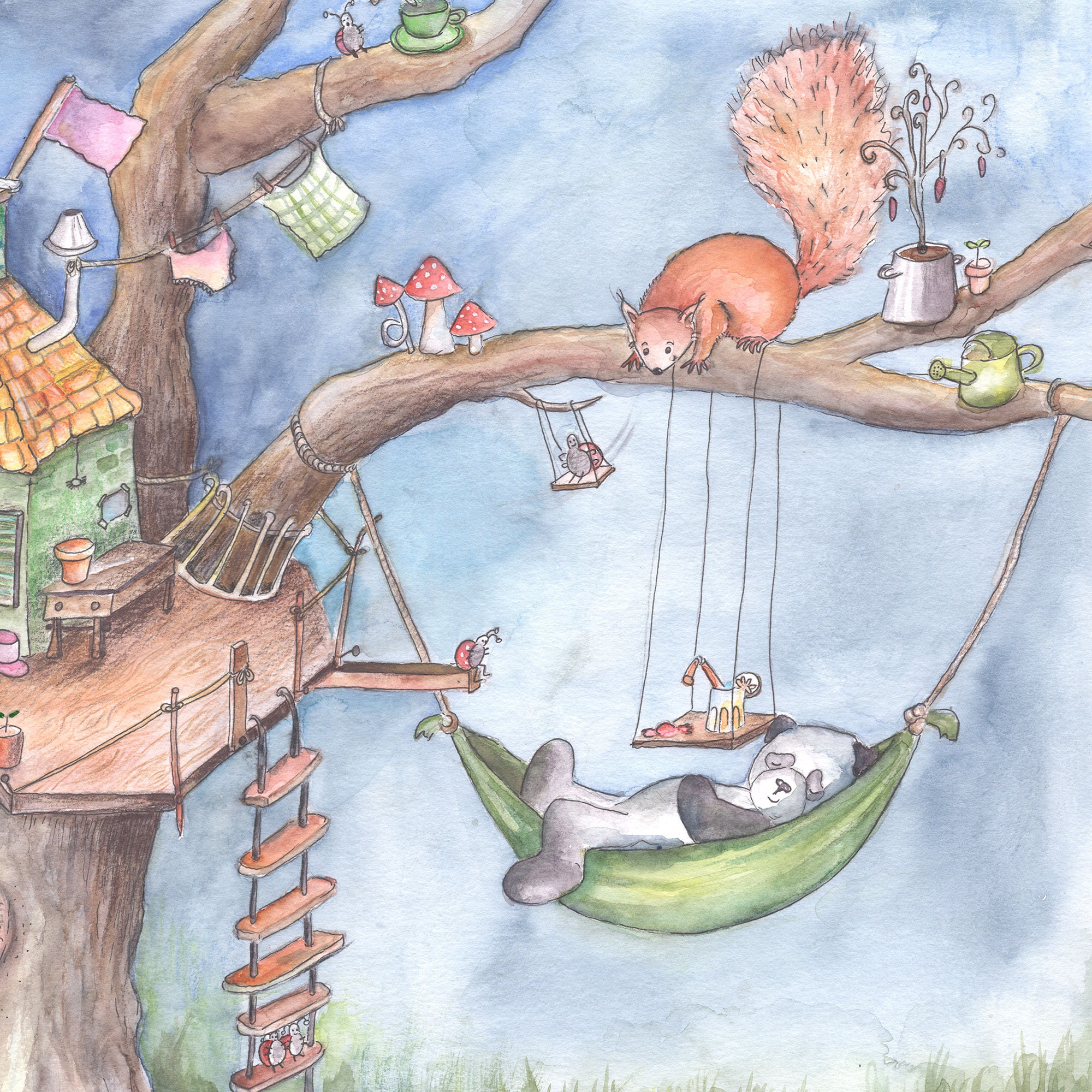 Kinderbild Baumhaus für das Kinderzimmer | Etsy