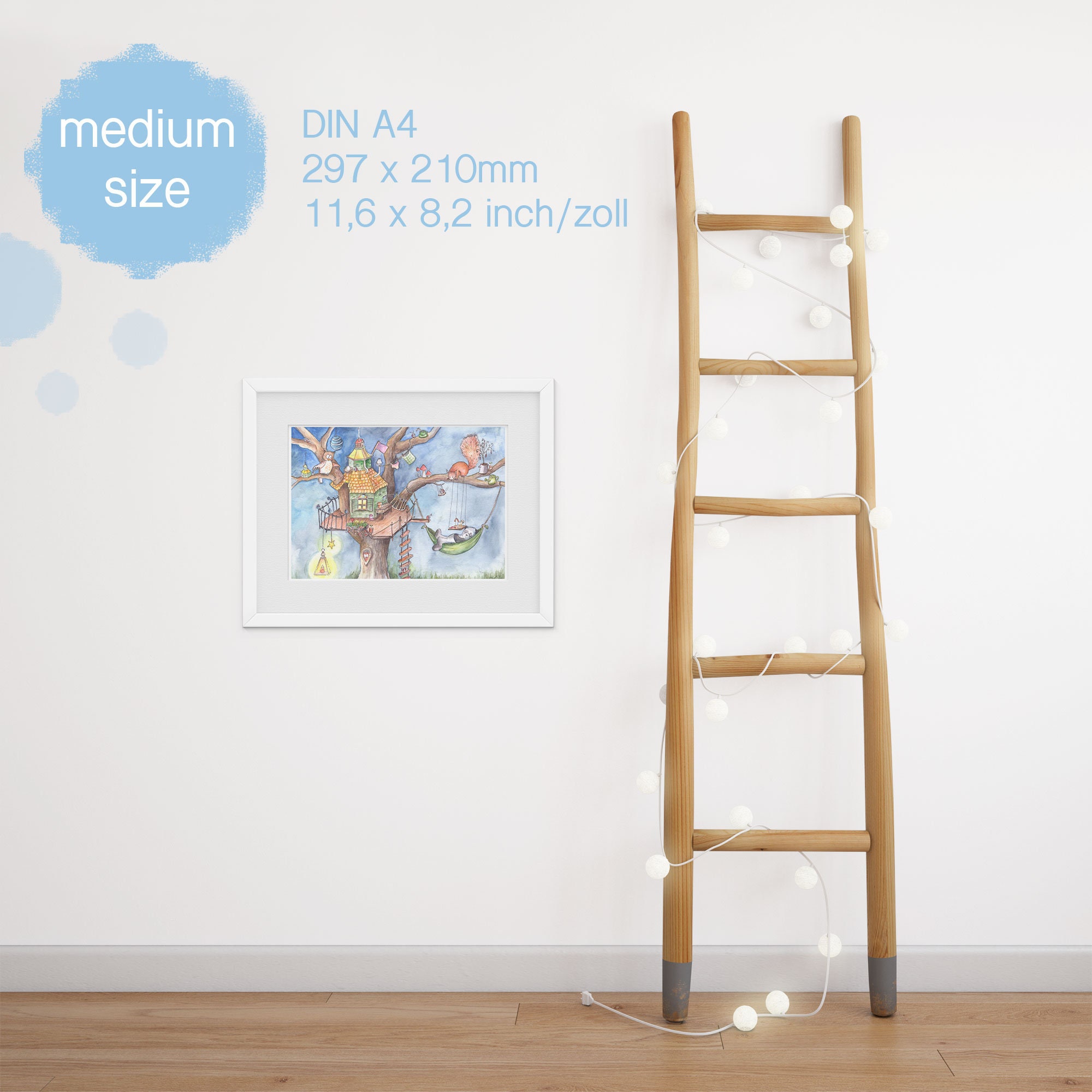 Kinderbild Baumhaus für das Kinderzimmer | Etsy