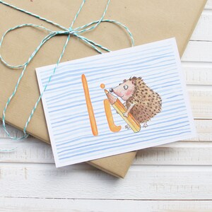 Postkarte für Kinder - I wie Igel- Geschenk zum Schulanfang, zum Geburtstag, zum Namenstag