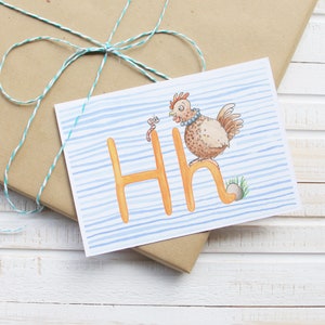 H wie Huhn - ABC Postkarte für Kinder