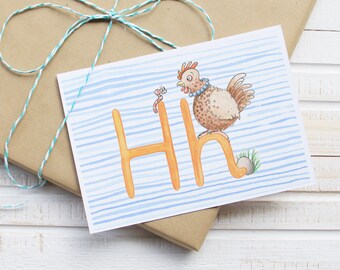 H for Chicken - ABC postcard for kids
