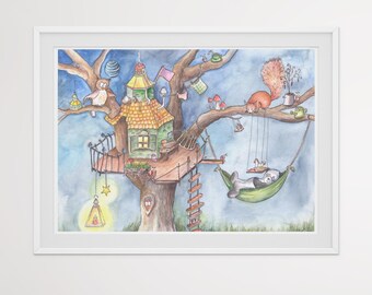 Children's picture treehouse for the children's room