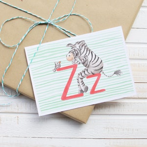 ABC Postkarte Z wie Zebra - Geschenk für Jungen und Mädchen zum Geburtstag, Einschulung, Schulanfang