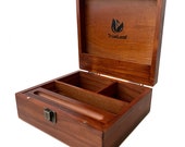 TrueLeaf Custom Herb Stash Box Set with Rolling Tray, Herb Holder, Weed Supply Box, Cannabis Container, Herb Organizer Box, Stoner Gift