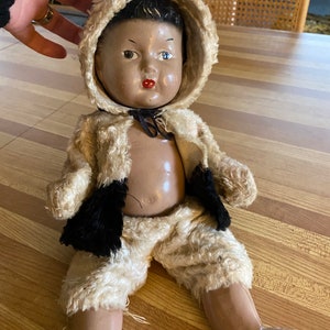 Old composite Clicquot doll with original outfit 1930s advertising mascot Eskimo