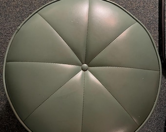 MCM Seafoam Green Upholstered Ottoman, 1960s Foot Stool