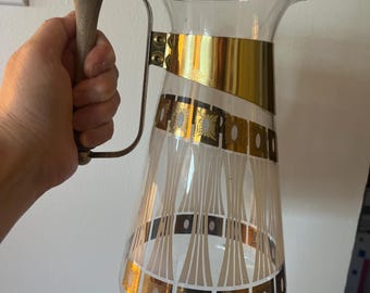 Mid century Fred Press signed water/ juice jug / pitcher. 1960s gold!