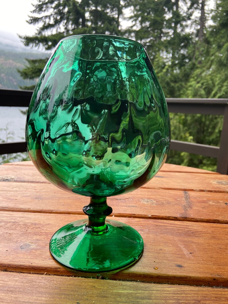 Mid Century Green Glass Vase Italian Vintage Wavy Glass Etsy
