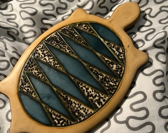 MCM pottery turtle stand trivet? Glazed and fired mid century 1960s