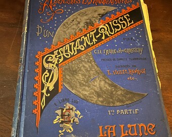 Antique Book Adventures Extraurdinares Savant-Russe 1889 the moon