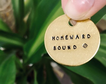 House Keys Keychain | Homeward Bound | 1.25" Hand Stamped Brass Keytag Keyring | Carkeys Keytag | Housewarming Gift