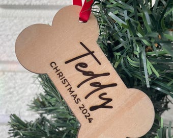 Customizable Dog Bone Ornament | Personalized Dog Christmas Tree Decoration