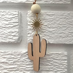 de voiture cactus | Diffuseur d'huiles essentielles | Charm de rétroviseur minimaliste bohème occidental