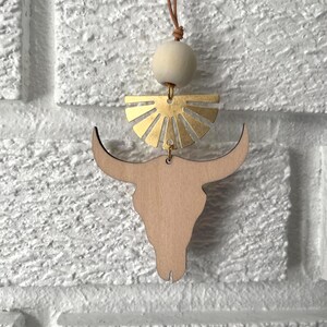 Bullhead Car Charm | Essential Oil Diffuser | Minimalist Boho Western Rearview Mirror Charm