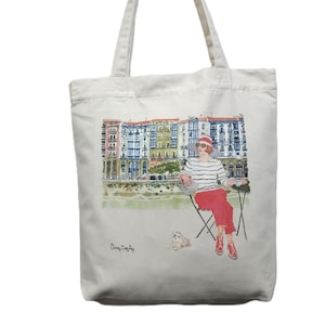 Café-Einkaufstasche aus Marzana Bilbao, Einkaufstasche mit langen Henkeln, Canvas-Tasche, Baumwolle und recyceltes Polyester, Elena Ciordia