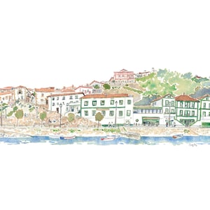 Puerto Viejo Algorta Print, Decoratieve Prints, Aquarelprint, Wanddecoratie, Kunst, Schilderij, Drie Maten, Elena Ciordia