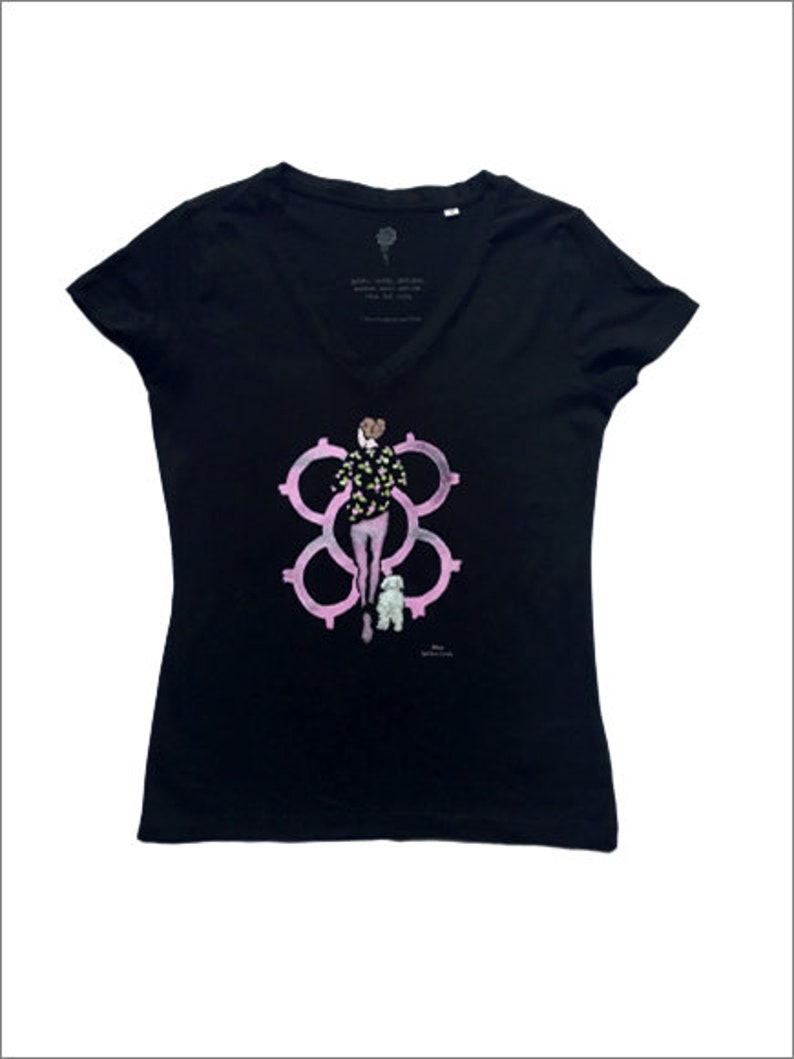 Running Black Bilbao women's T-shirt, Organic cotton T-shirt, Original printed T-shirt, Dress T-shirt, T-shirt, Elena Ciordia image 4