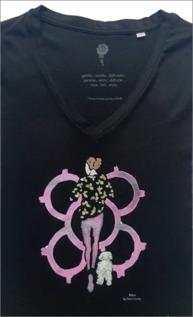 Running Black Bilbao women's T-shirt, Organic cotton T-shirt, Original printed T-shirt, Dress T-shirt, T-shirt, Elena Ciordia image 5
