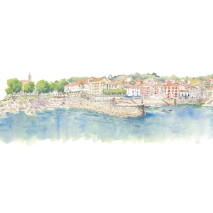 Mundaka Print, Decoratieve Prints, Aquarelprint, Wanddecoratie, Kunst, Schilderij, Drie Maten, Elena Ciordia