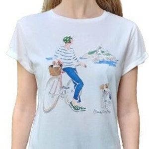 Gaztelugatxe women&#39;s t-shirt, Organic cotton t-shirt, Original printed t-shirt, Dress t-shirt, T-shirt, Elena Ciordia