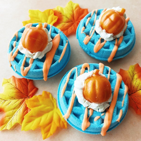 Blueberry Pumpkin Waffle Bath Bomb / fall / Halloween / bath fizzy / gift for her / gift for him / skincare / relaxation / pumpkin bath bomb