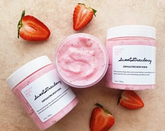 Sweet Strawberry Body Scrub / exfoliator/ body polish / gift for her / bridesmaids gift / moisturizer / sugar scrub