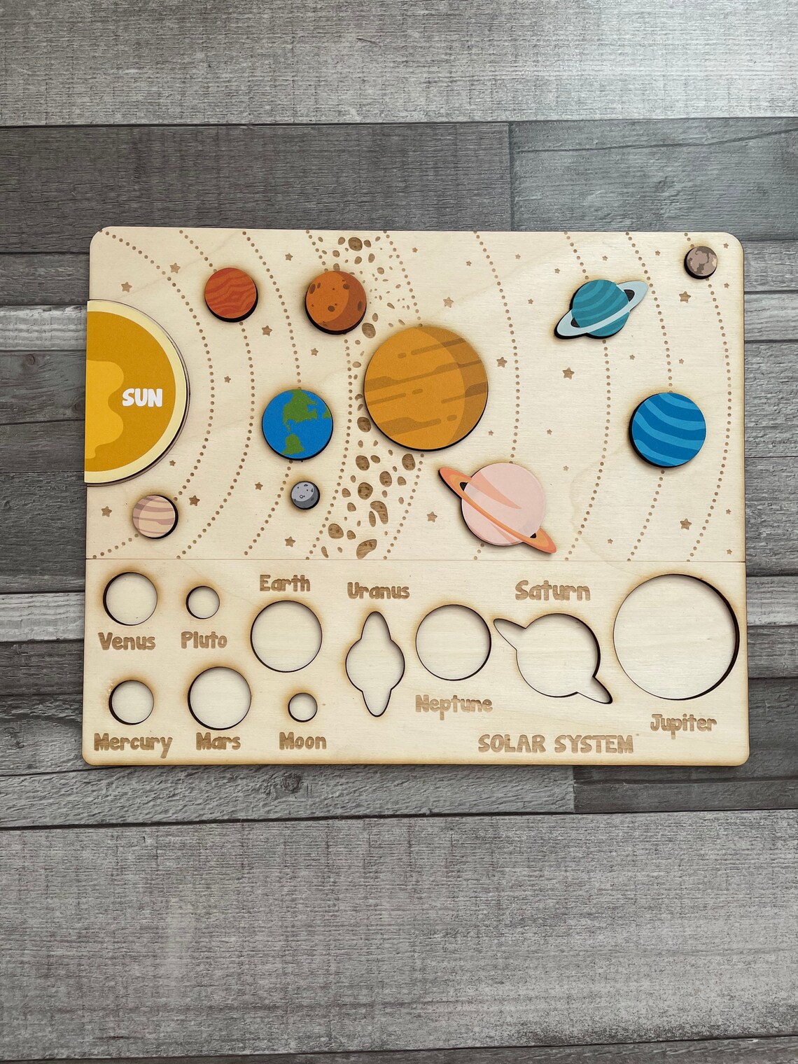 Solar system puzzle Wooden system puzzle Etsy