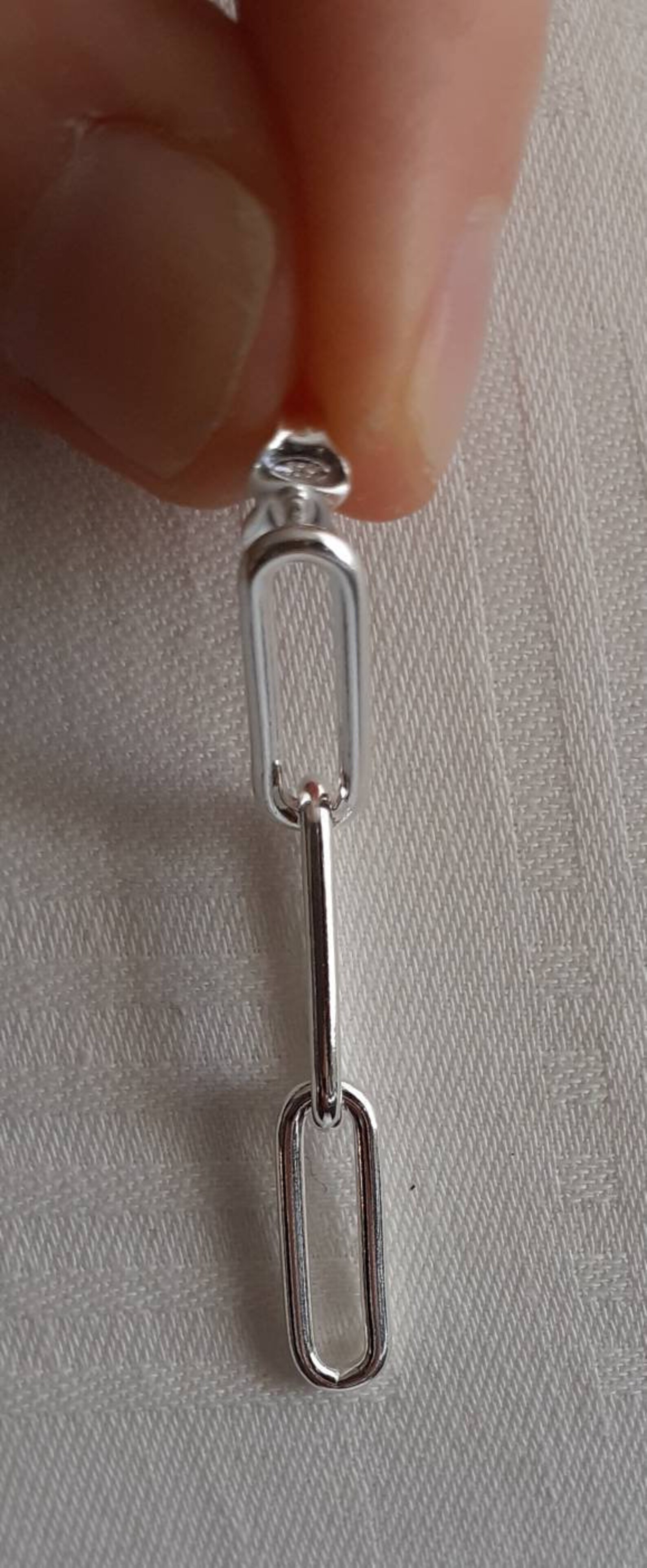 Sterling Silver Paperclip Earrings 925 Silver Drop Earrings Etsy UK