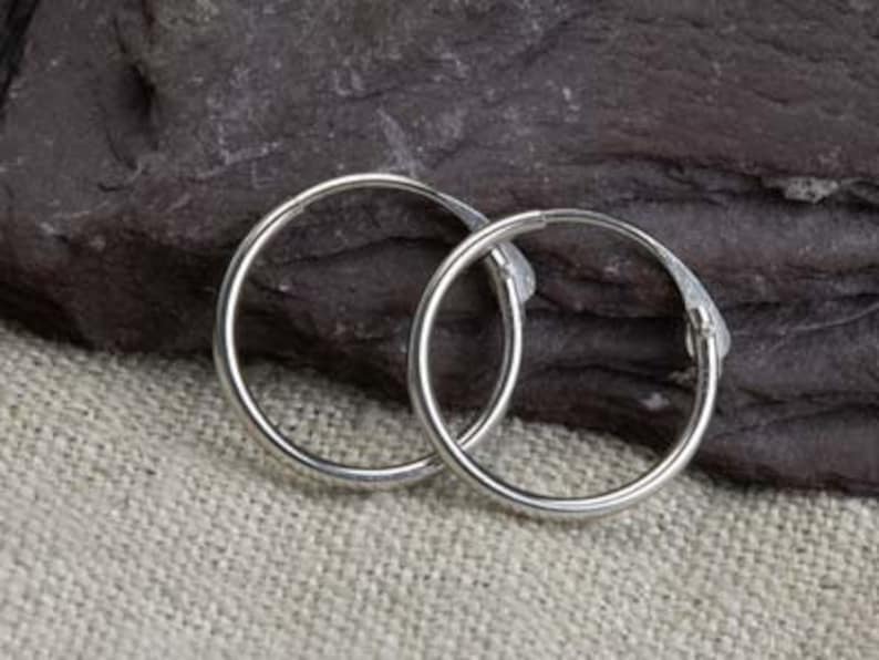 Mens Solid Sterling Silver Hoop Earrings, Mens Jewellery, Small Hoop Earrings, Solid 925 Silver, Quality Mens Hoop Earrings, Made in Italy image 2