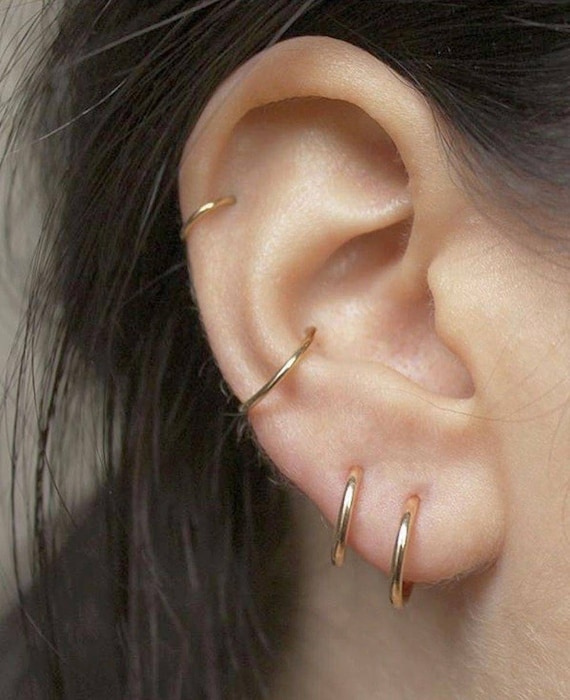 9K SOLID Gold Superlight Hoop Earrings, Minimalist Earrings, Quality 9 Karat Gold Jewellery, Huggie Hoops, Sleeper 925 Sterling Silver Hoops