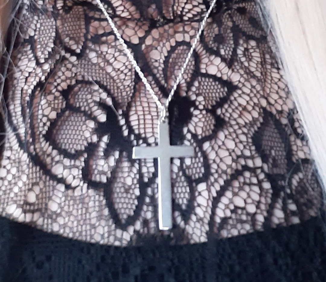 .925 Sterling Silver Plain Latin Cross Charm Pendant – Polished Finish, 0.91 Inch, Made In India - View #2