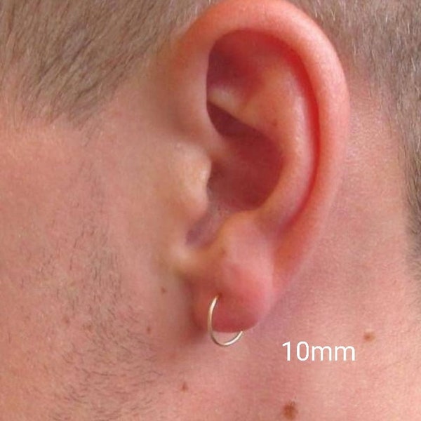 Mens Solid Sterling Silver Hoop Earrings, heren sieraden, kleine hoepel oorbellen, massief 925 zilver, kwaliteit heren hoepel oorbellen, gemaakt in Italië
