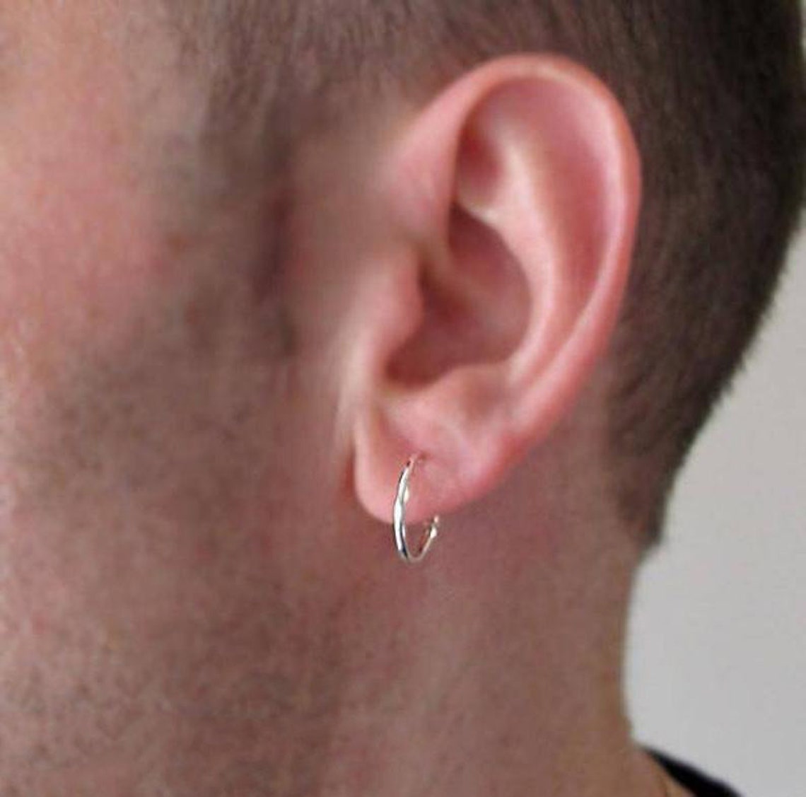 Mens Solid Sterling Silver Hoop Earrings Mens Jewellery Etsy