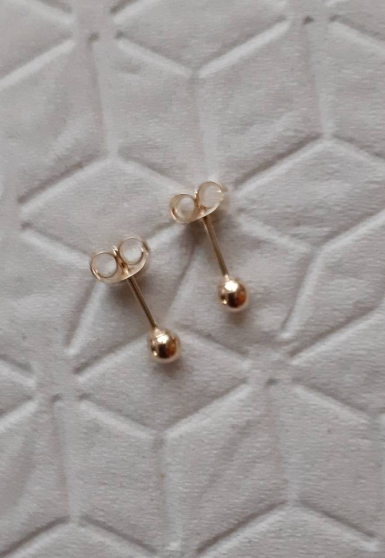18K Solid Gold Ball Stud Earrings Real Gold Earrings 18 Etsy