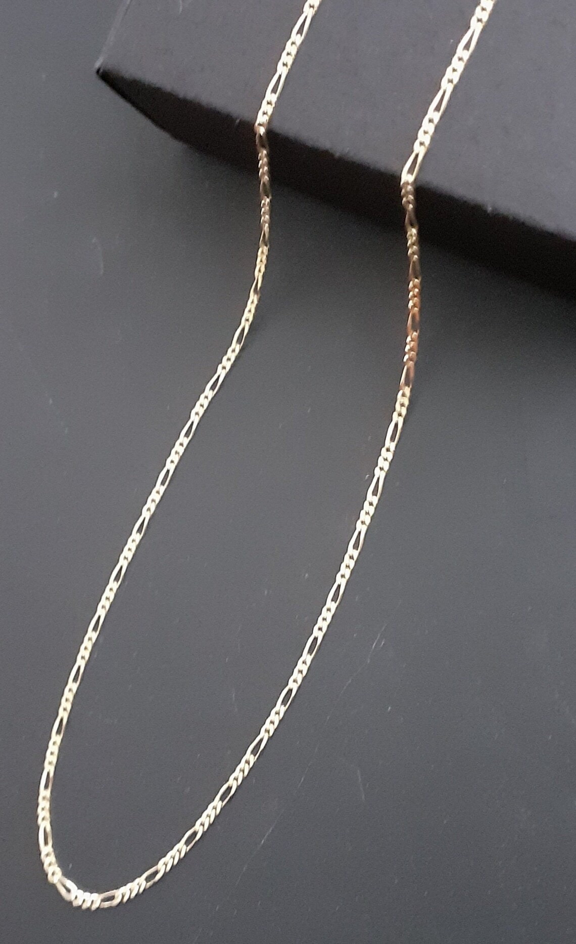 18K Solid Gold Diamond Cut Figaro Chain 18K Real Gold Figaro Etsy