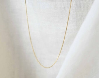 2020 Prices, 18K Gold Curb Chain Necklace, Diamond Cut Curb Chain, 9K Real Gold 0.8mm Curb Chain, Layering Chain, Pendant Chain, 18 inches