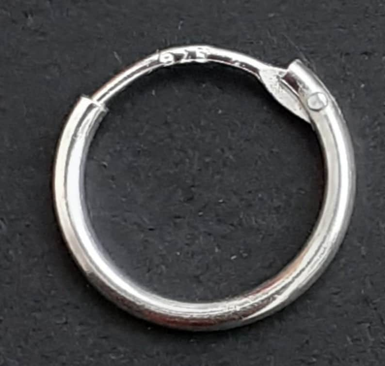 Mens Solid Sterling Silver Hoop Earrings, Mens Jewellery, Small Hoop Earrings, Solid 925 Silver, Quality Mens Hoop Earrings, Made in Italy image 3