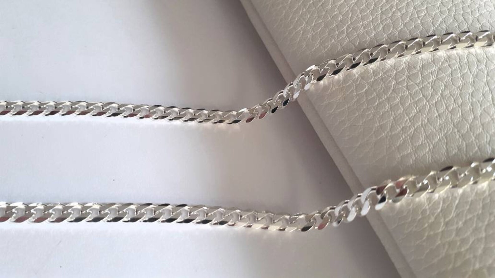 Men's Sterling Silver Curb Chain 925 SOLID Silver Diamond | Etsy