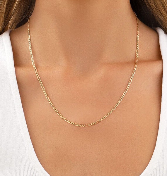 9K Gold Figaro Chain 9K Real Gold Diamond Cut Figaro Necklace 9K Solid Gold Dainty Figaro Chain Chic Design Width 1.2mm Made in Italy Etsy