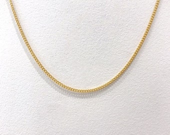 18K REAL Gold Curb Chain Necklace, Gold Diamond Cut Curb Chain, 9K Real Gold 0.8mm Curb Chain, Layering Chain, Pendant Necklace, 18 inches