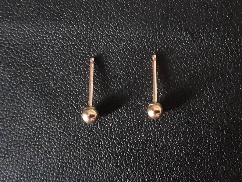 18K Solid Gold Ball Stud Earrings Real Gold Earrings 18 | Etsy