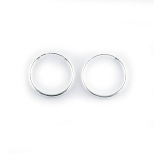 May include: A pair of silver hoop earrings. The earrings are simple and classic, and they would make a great gift for any occasion.