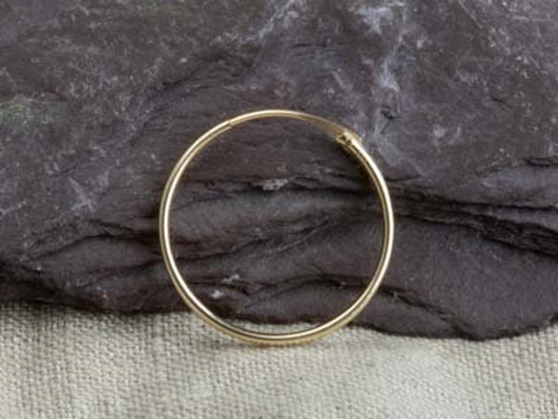 May include: A gold hoop earring with a smooth, polished finish.