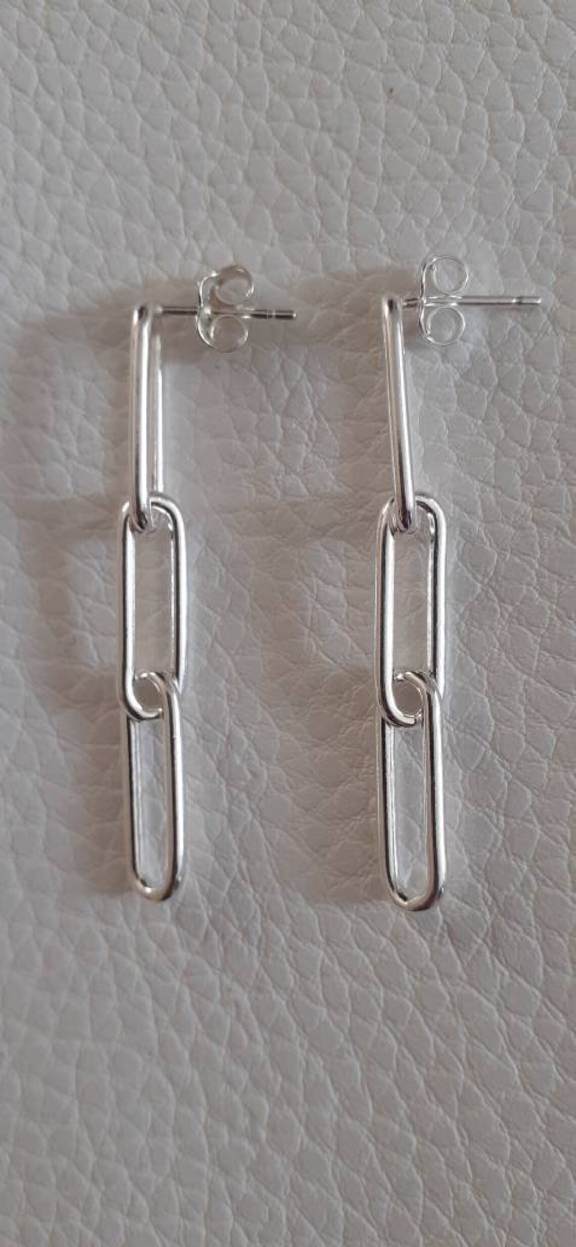 Sterling Silver Paperclip Earrings 925 Silver Drop Earrings Etsy