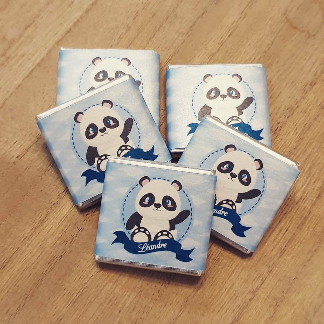Lot de 5 Chocolats Au Lait Français Personnalisés | Thème Panda