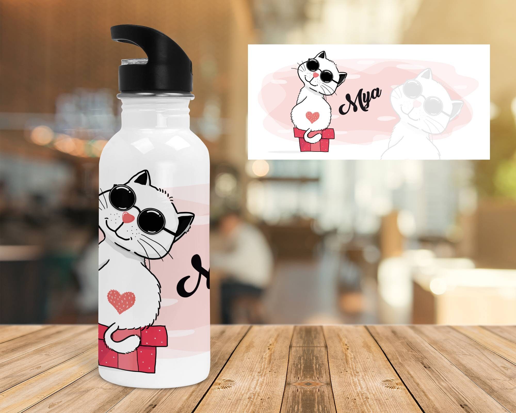 Gourde Enfant avec Prénom Personnalisé - Modèle Chat